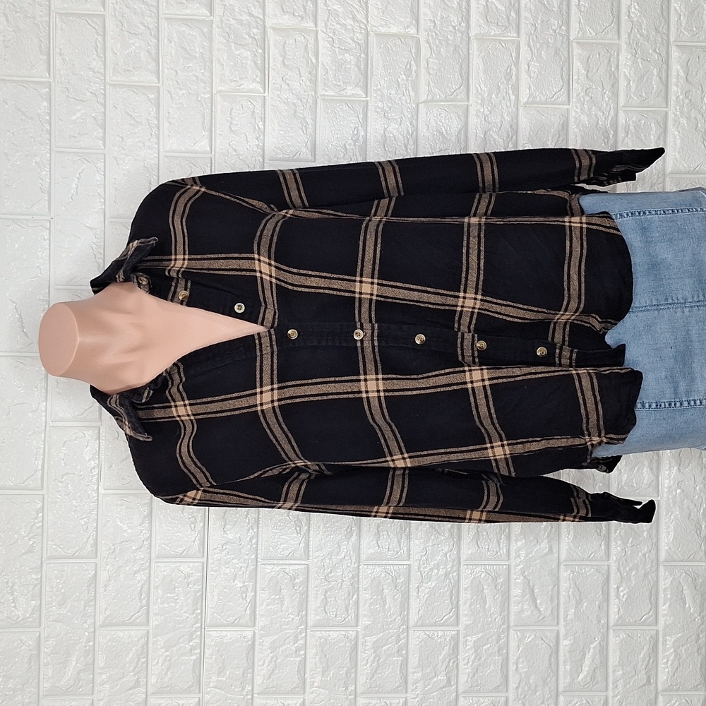 100% Cotton CANYON RIVER BLUES Flannel Plaid Button Down Long Sleeve Shirt